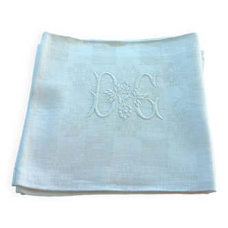 Serviettes lin blanc Monogramme DC/DG vintage (lot de 4+2)