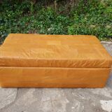 1970 leather patchwork chest bench