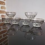 Set of 6 champagne glasses with gold edging and vintage star feet
