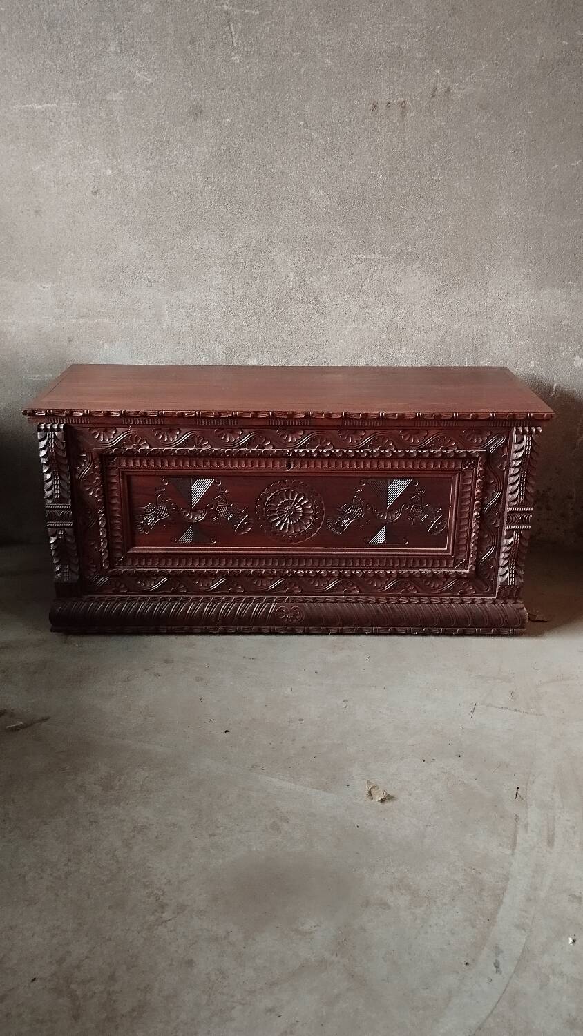Carved wooden chest