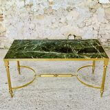 Table basse mid-century en marbre vert et laiton, 1960s
