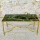 Table basse mid-century en marbre vert et laiton, 1960s
