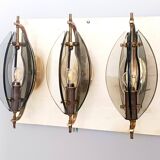 Smoked Glass and Brass Applique / Wall Light by Gino Paroldo