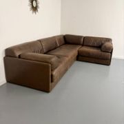 Canapé d’angle modulable DS-76 en cuir marron design De Sede année 80 