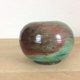 Vase boule raku vert pâle céramique