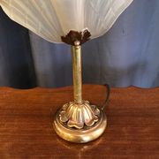 Shell lamp in gilded brass and molded glass 70s