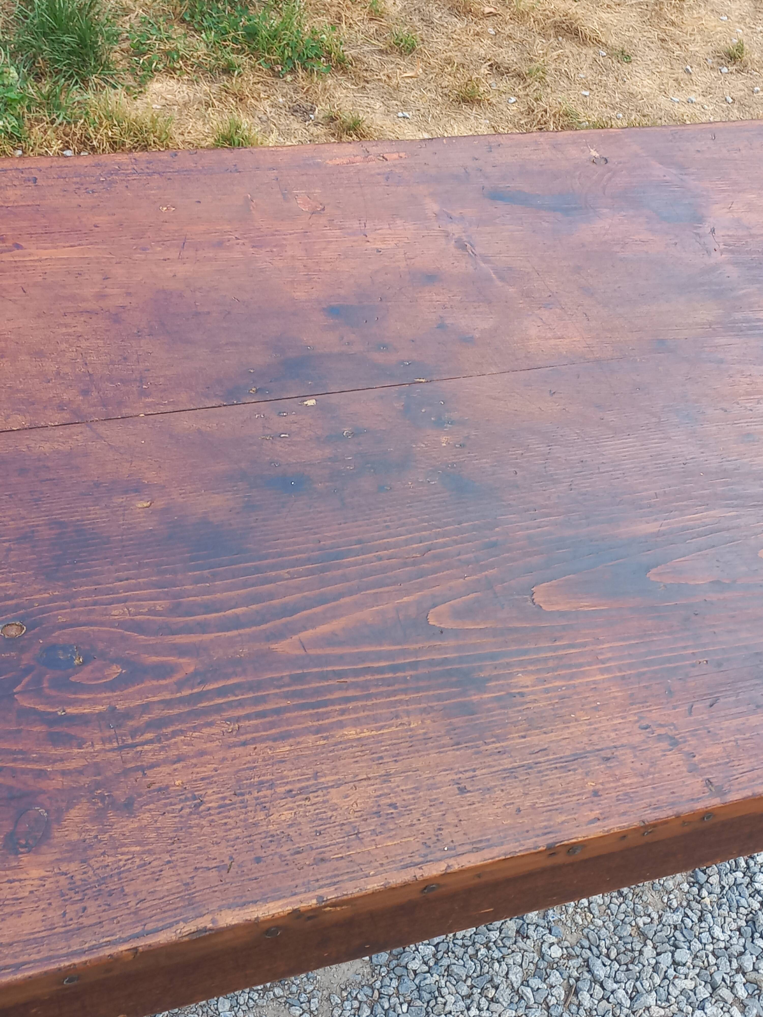 19th century farmhouse table with spindle legs, 225cm