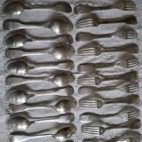 12 single-plate silver-plated metal cutlery sets, Vieux Paris F. Frionet