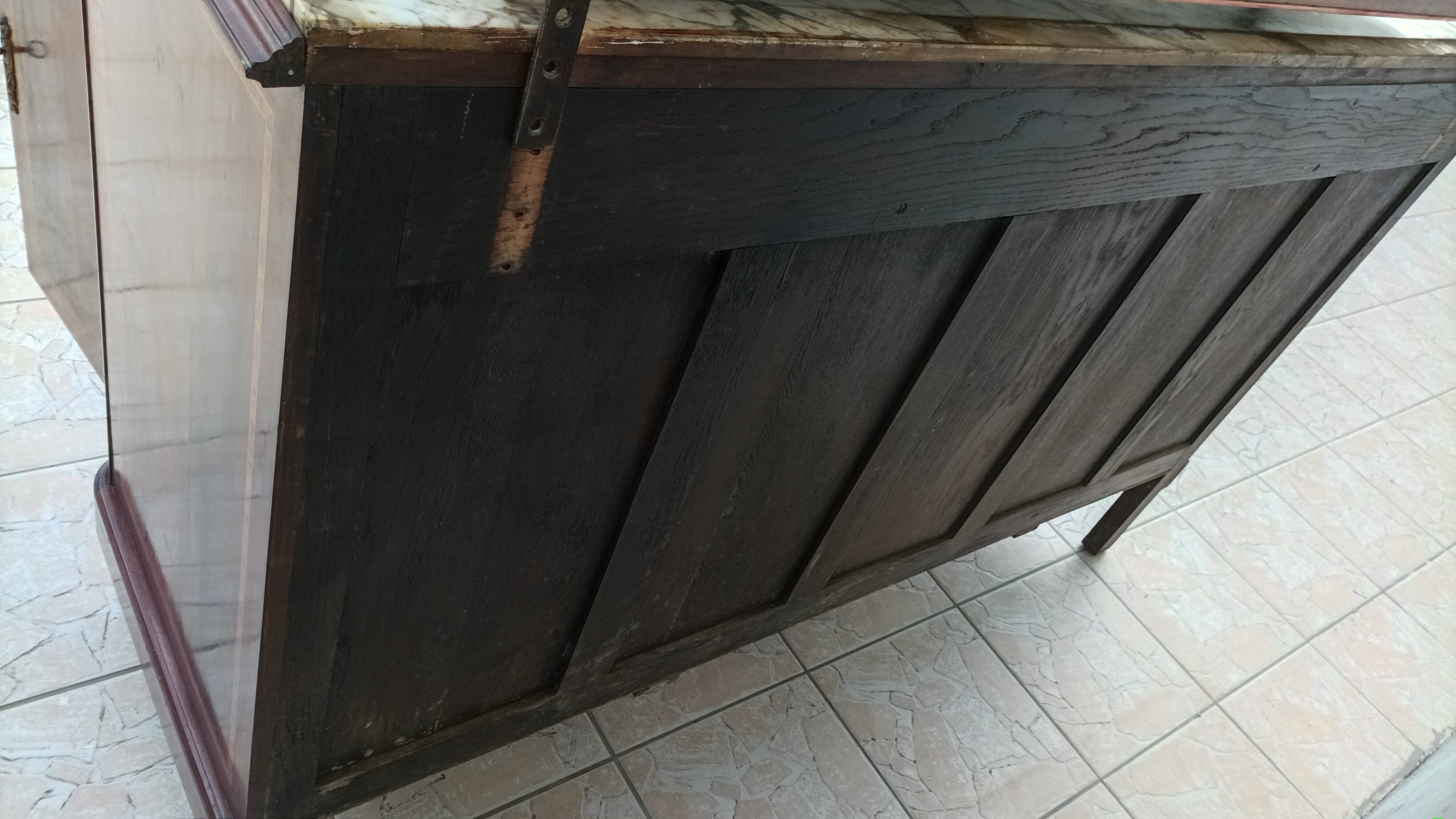 Louis XVI 2-part sideboard in mahogany veneer and precious wood marquetry