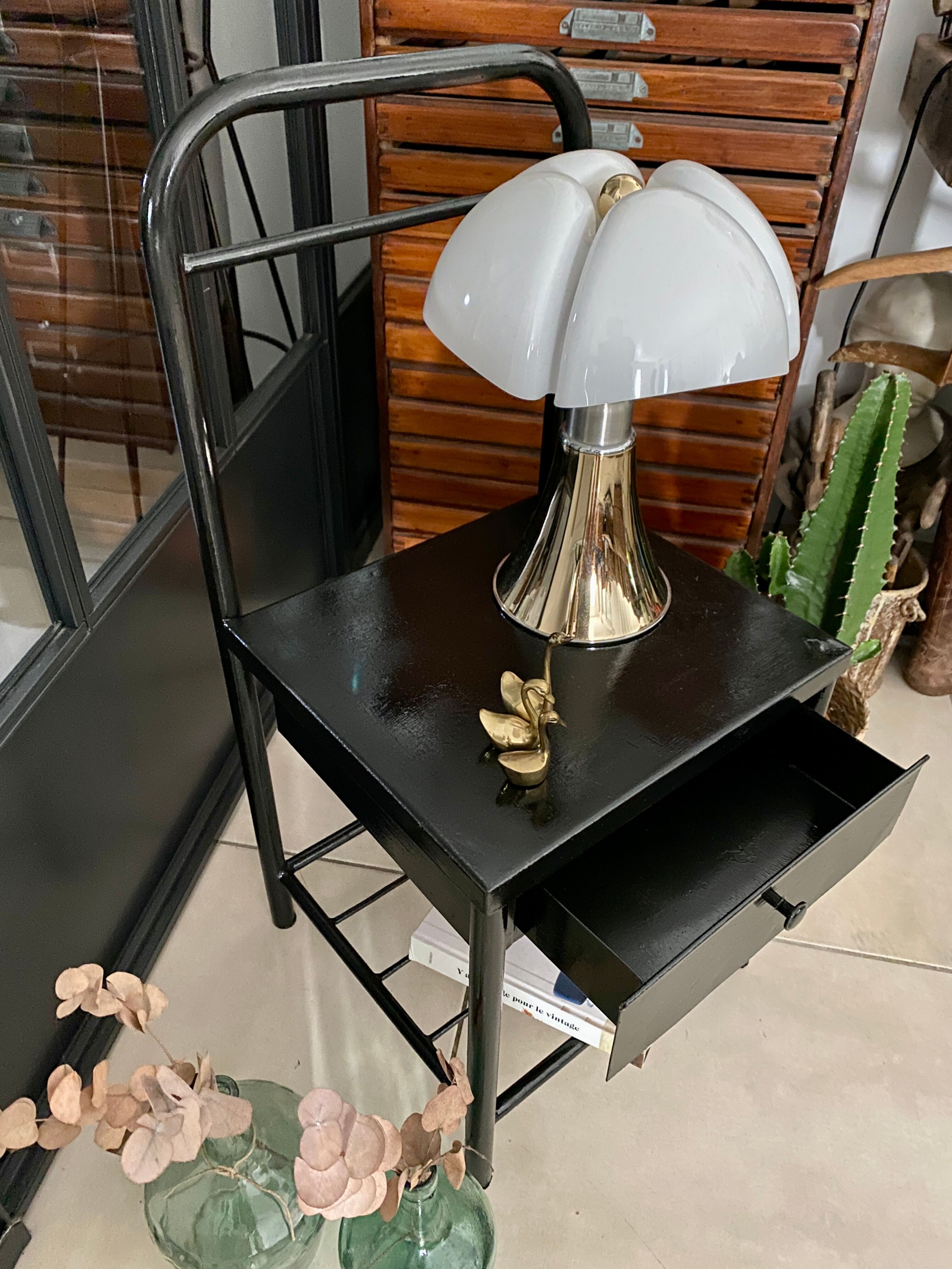 Vintage boarding school bedside table