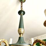 Green and gilded bronze empire chandelier with 6 lights