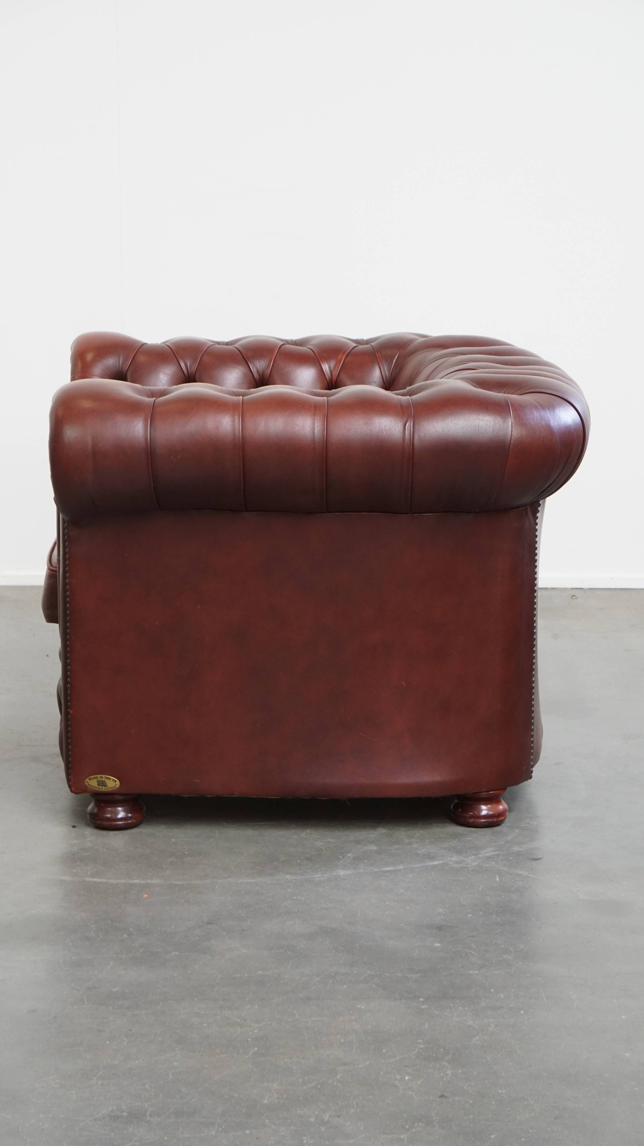 English Cowhide Leather Chesterfield Armchair