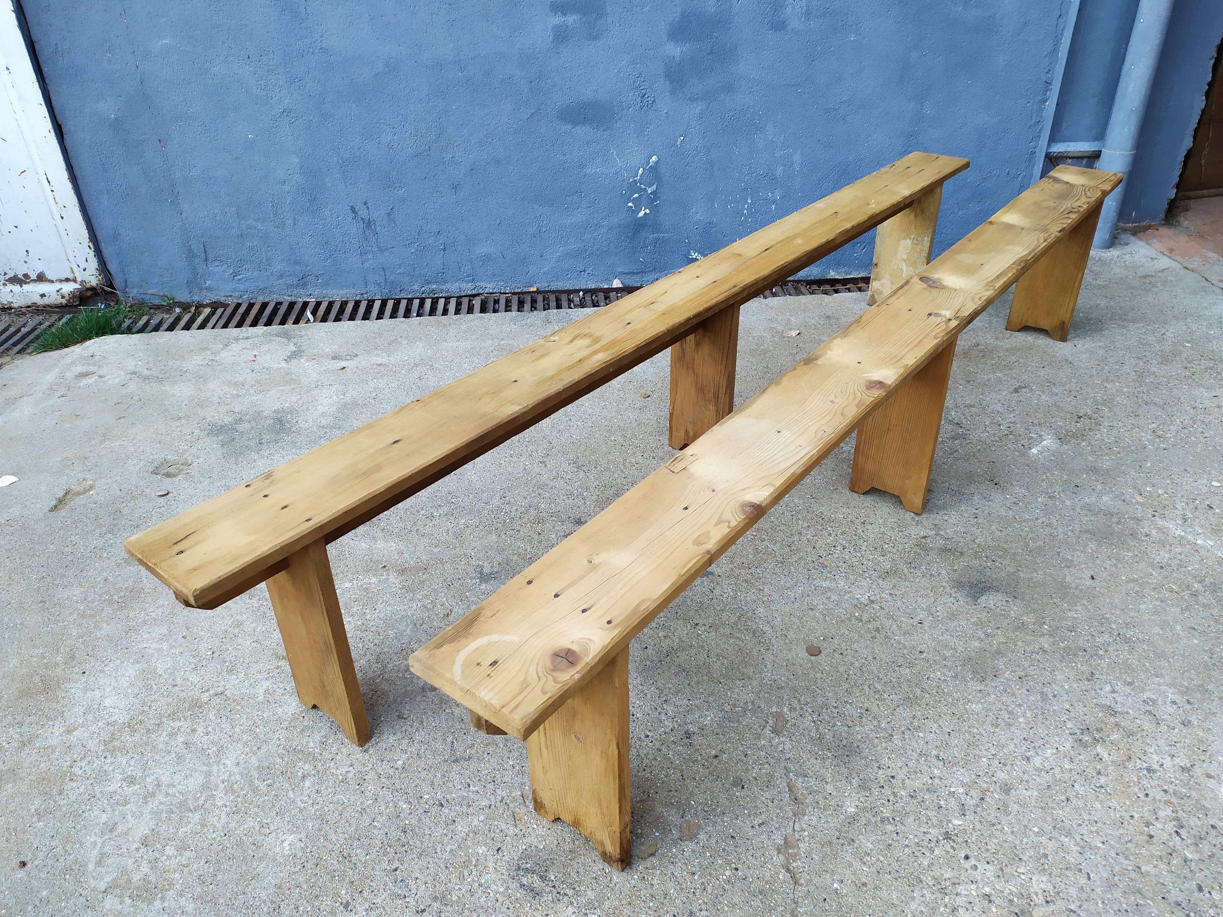 Pair of solid wooden farm benches