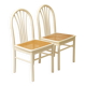 Lot de 2 chaises de salle à manger postmodernes en bois peint en blanc et rotin, années 1980