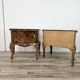 1950s Chippendale bedside tables with black glass
