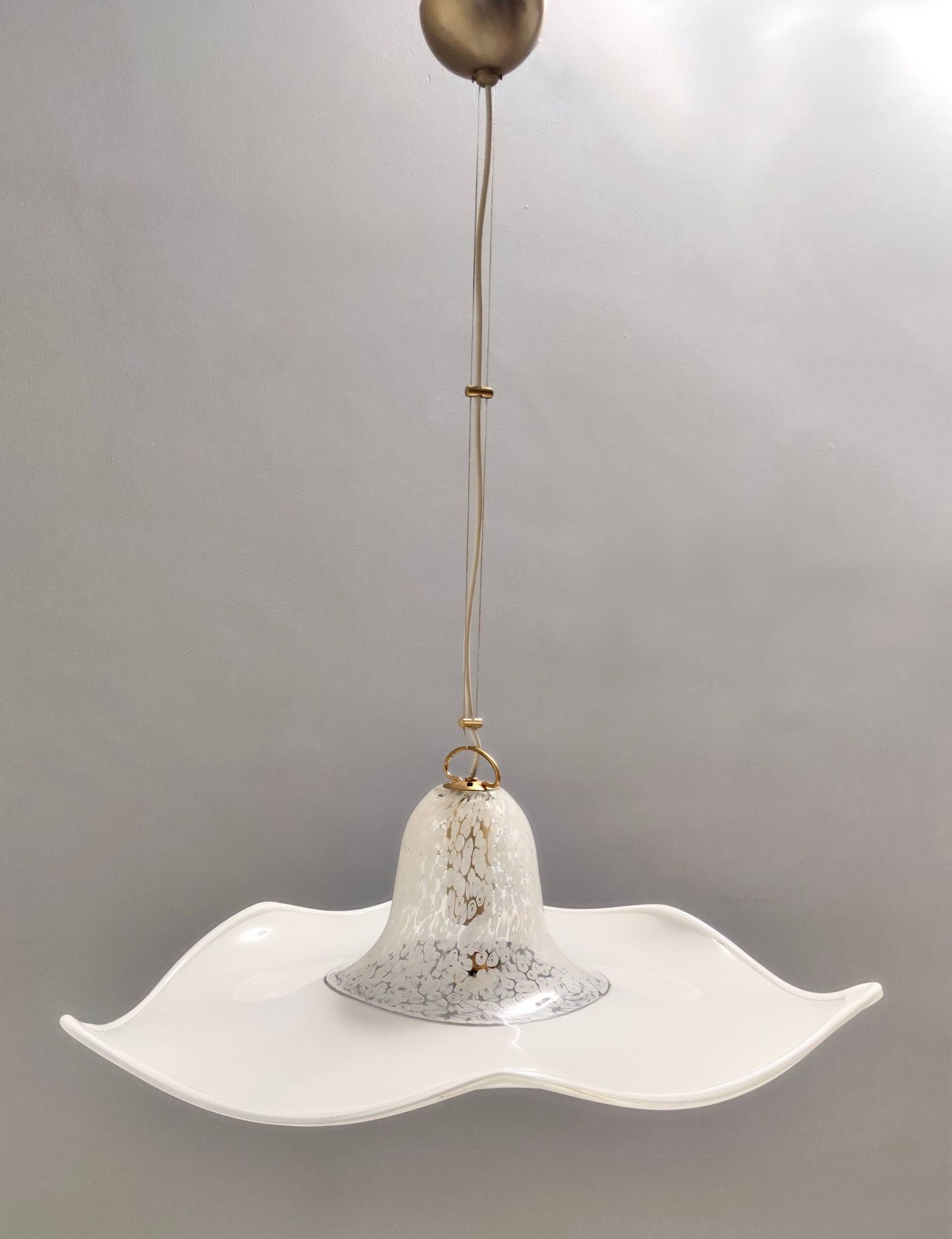 White Murano Glass Pendant Marked La Murrina, Italy, 1980s