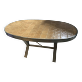 Table vintage métal et céramique