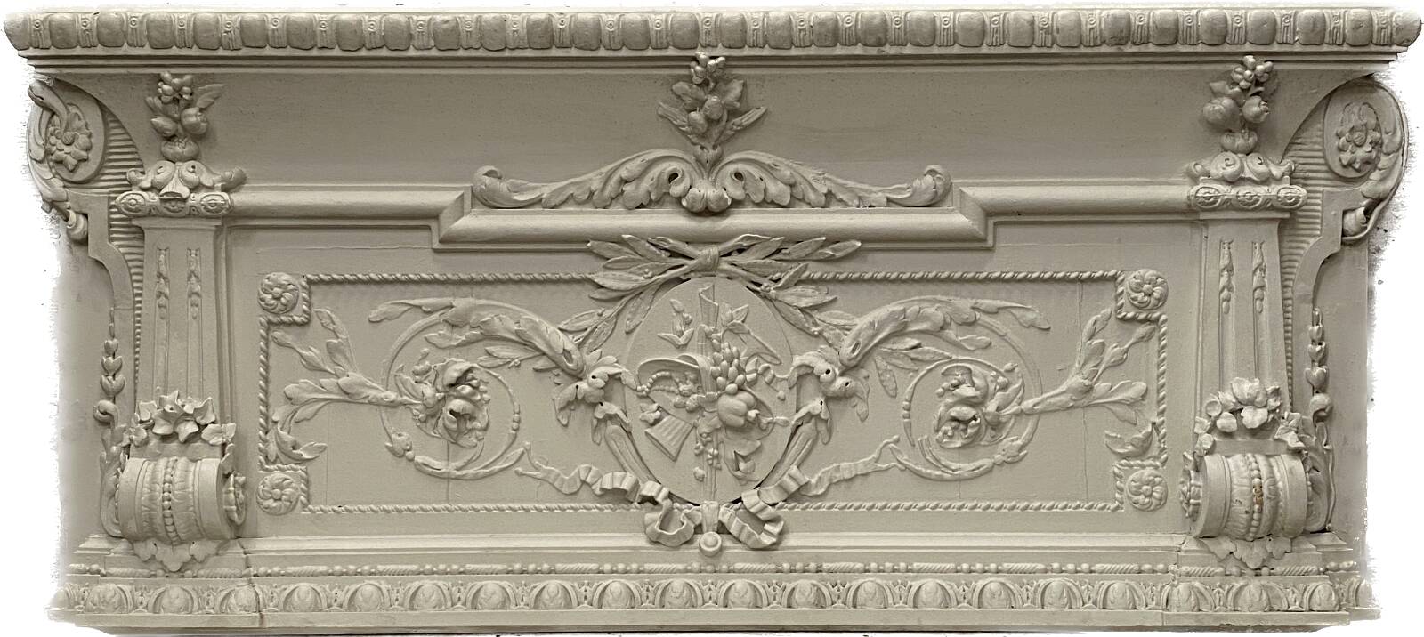 Decorative panel or top of door in wood and patinated stucco 19th century