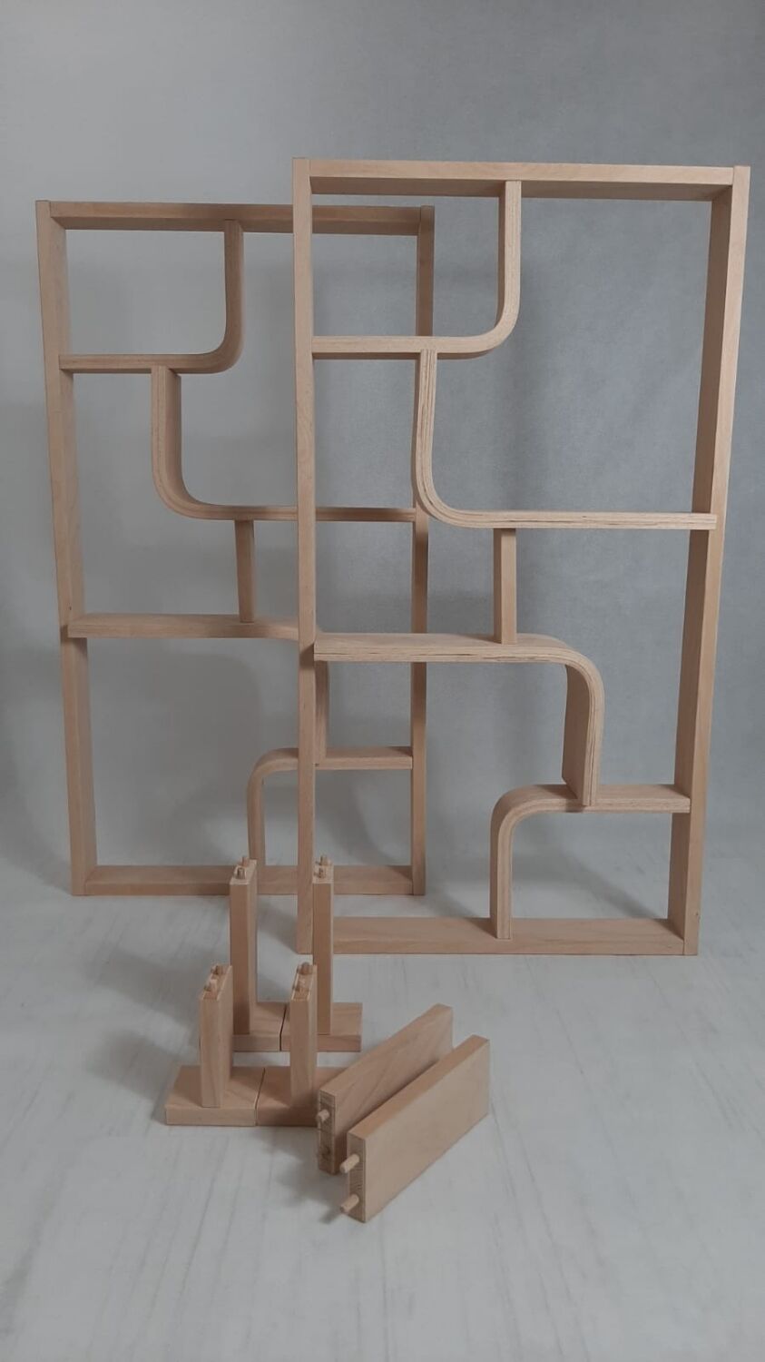 Bent plywood wall, bookcase, flowerbed, Volak by Holesov, 1960s Czechoslovakia