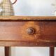 Small antique farmhouse table in wood – vintage rustic desk