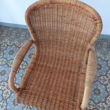 Rattan and bamboo armchair, 70s