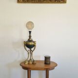 Oval side table with double top in wood - Art Deco style 1940s