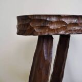 Pair of wooden tripod stools