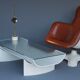 Table basse en contreplaqué et verre années 1960