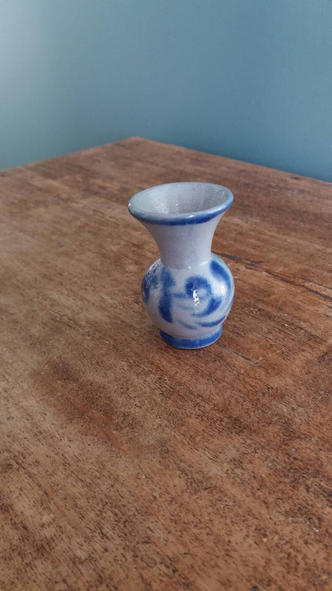 Miniature salt-glazed stoneware vase from Alsace