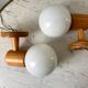 Pair of opline sconces and blond wood pine desgin years 60-70