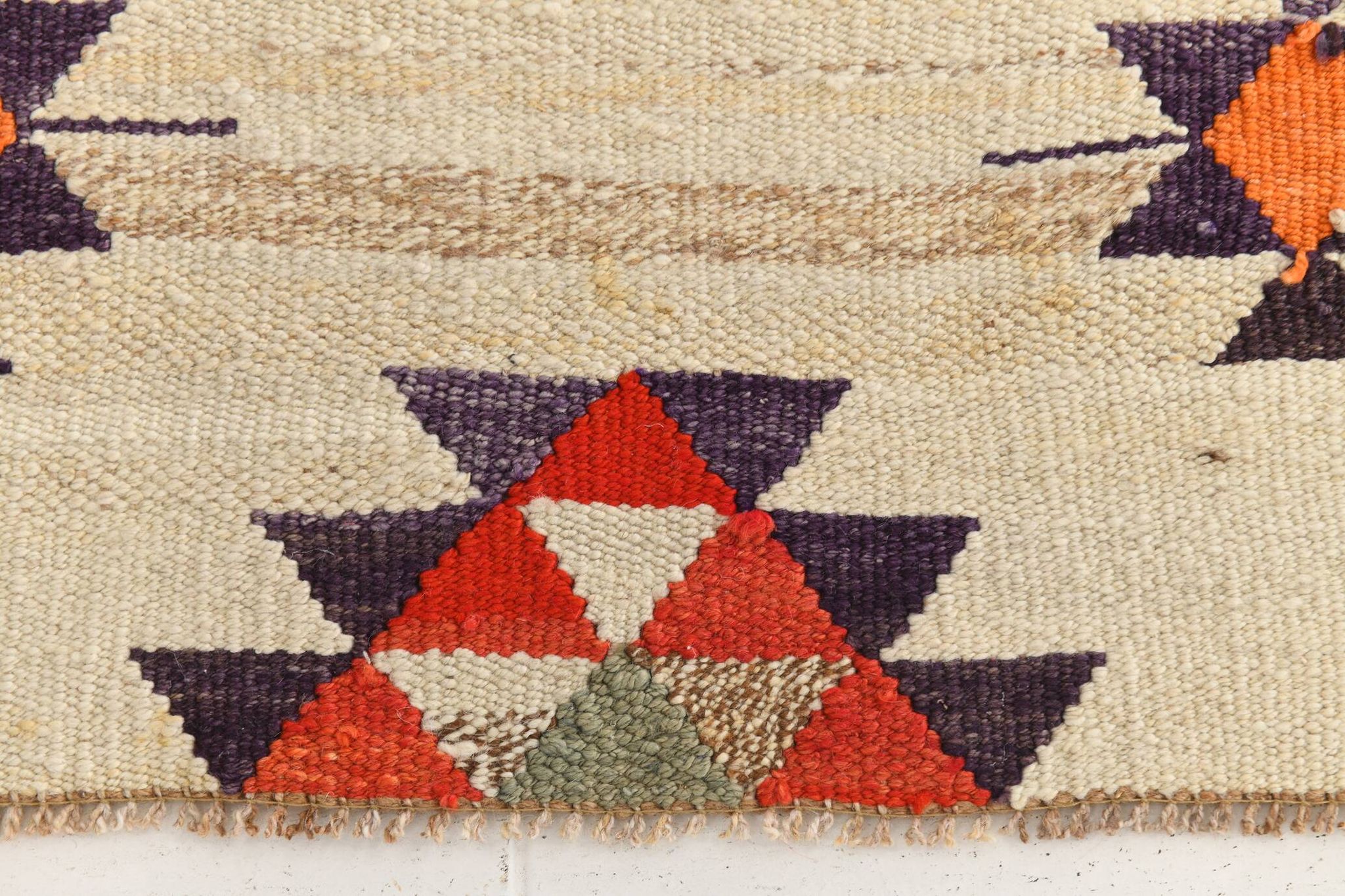 3x10 Kilim Purple Cream Vintage Runner Rug 91x314Cm
