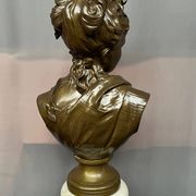 Léopold Harzé (1831–1893). Bronze bust of a young woman on a marble base. Belgium. Dated 1878.