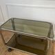 Rolling serving cart in chromed steel and smoked glass, 70s design