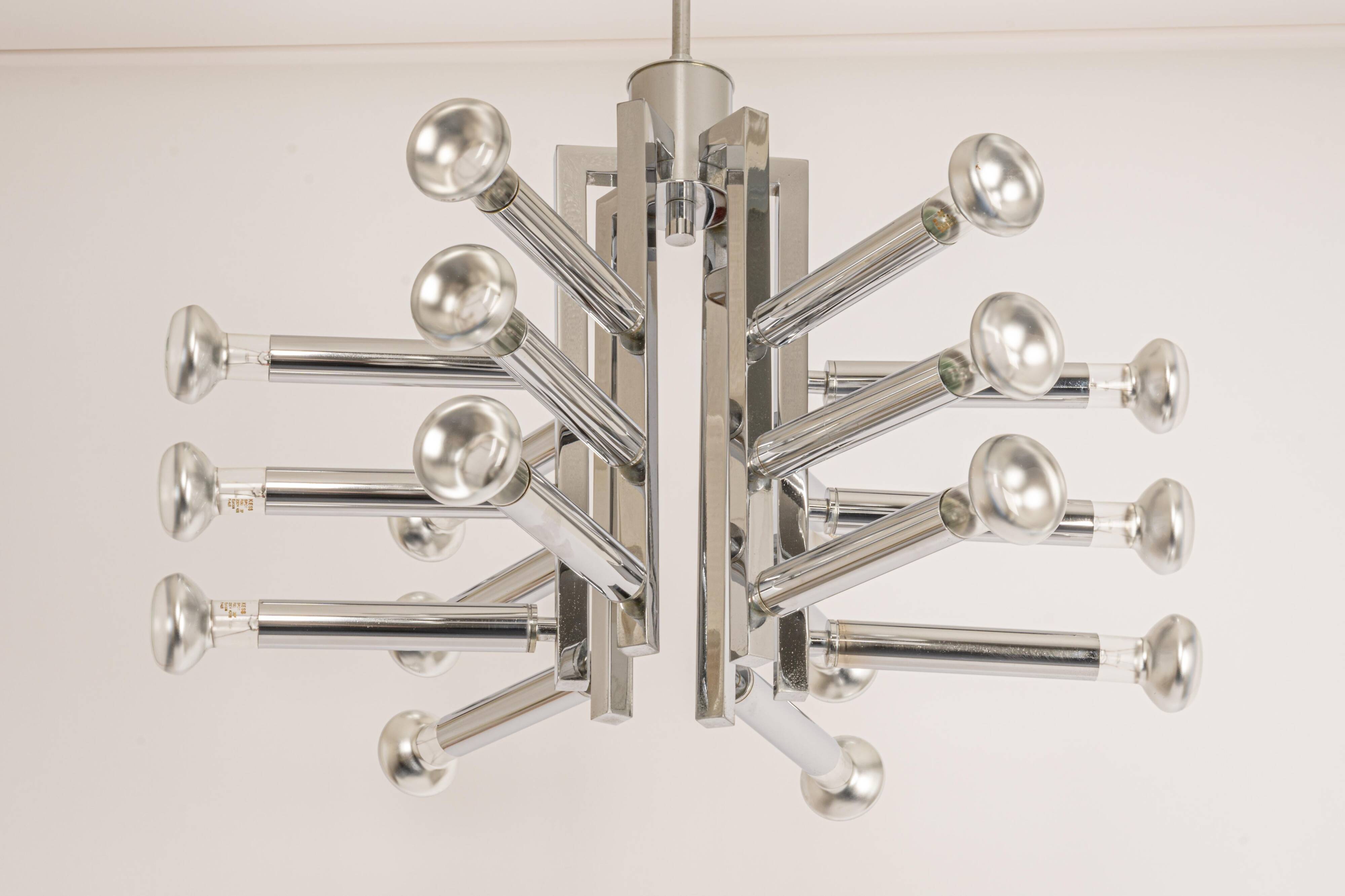 Large chrome Sputnik Atomium chandelier from the space age by Cosack, Germany, 1970s.