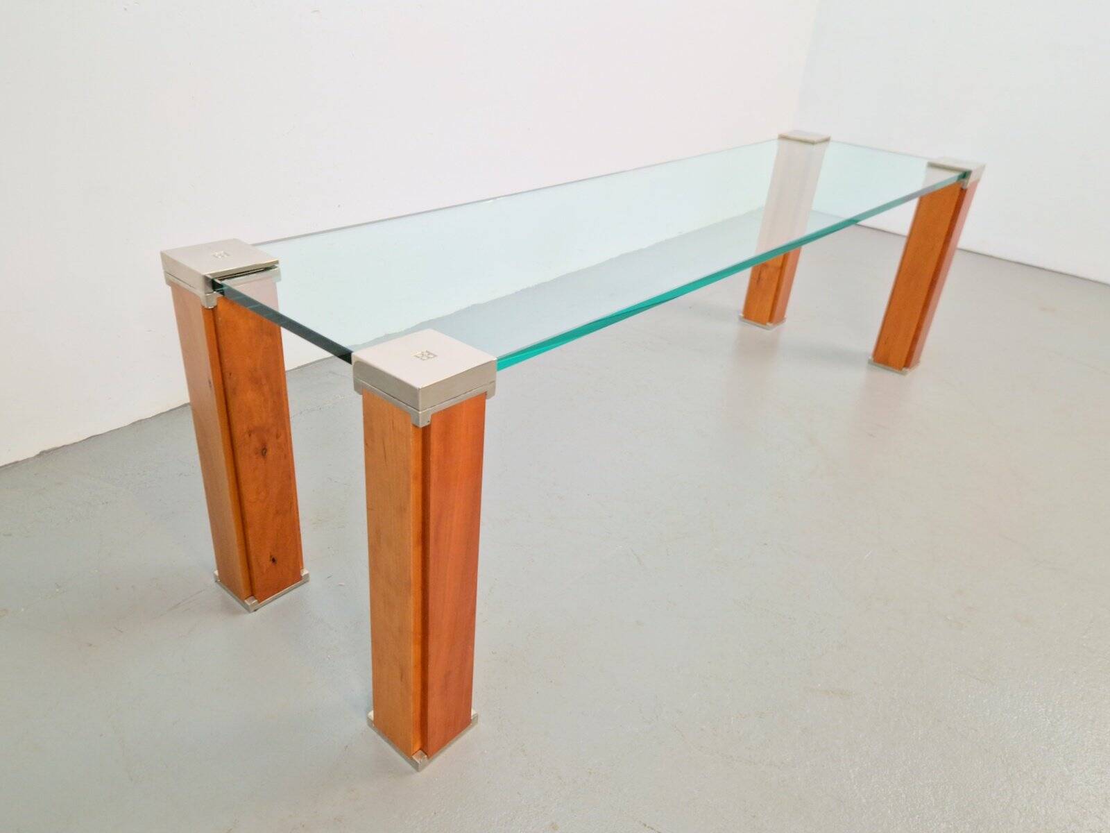 Pioneer T66 Cherry Wood & Glass Side Table from Peter Ghyczy, 1980s