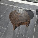 Vintage rustic French stool in real solid wood