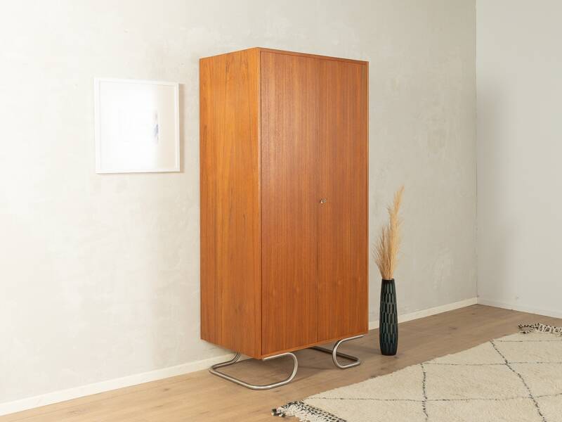 Purist wardrobe from the 1960s, teak veneer, Bauhaus design