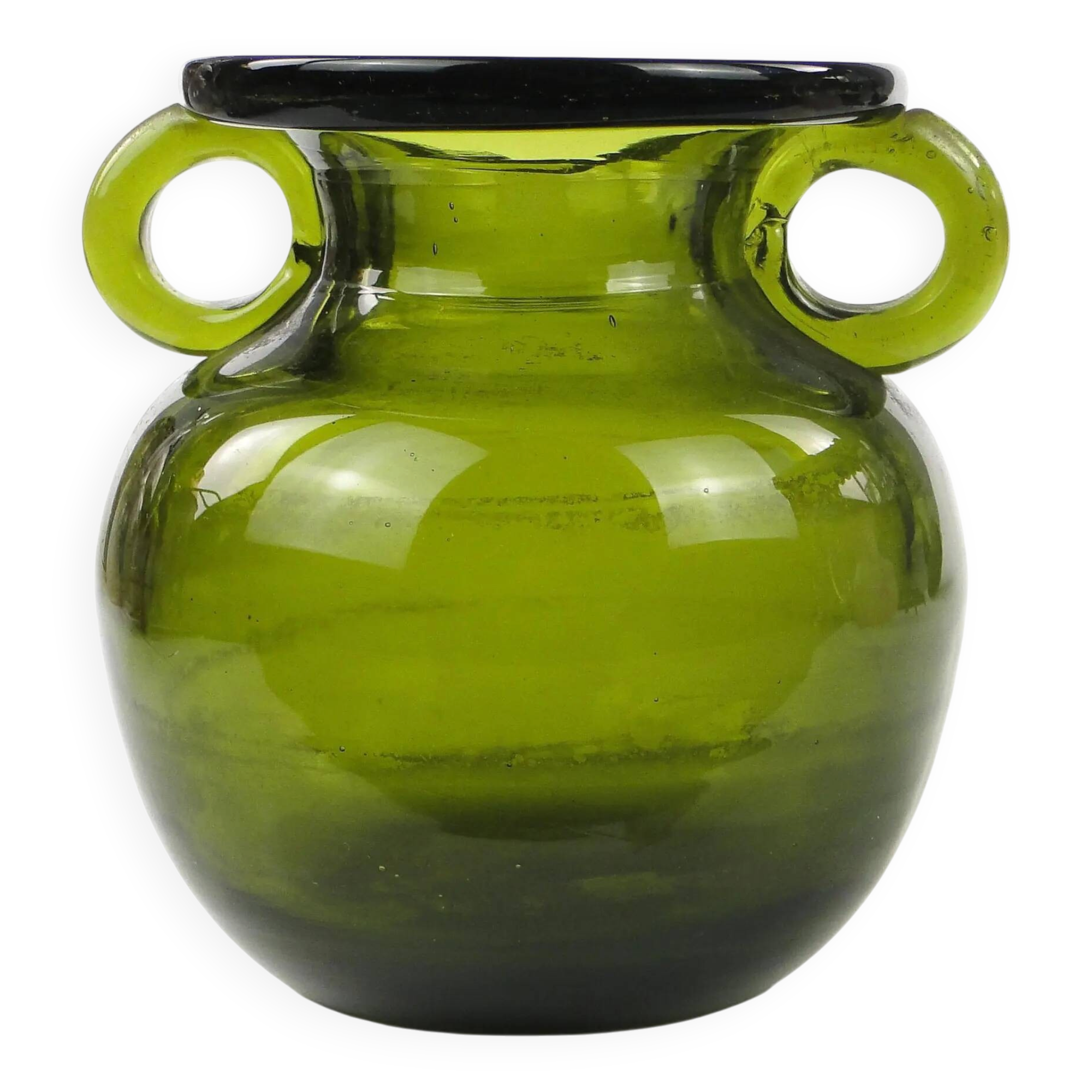 Modernist vase, olive glass, designed by J. Słuczan-Orkusz, Poland, 1970s