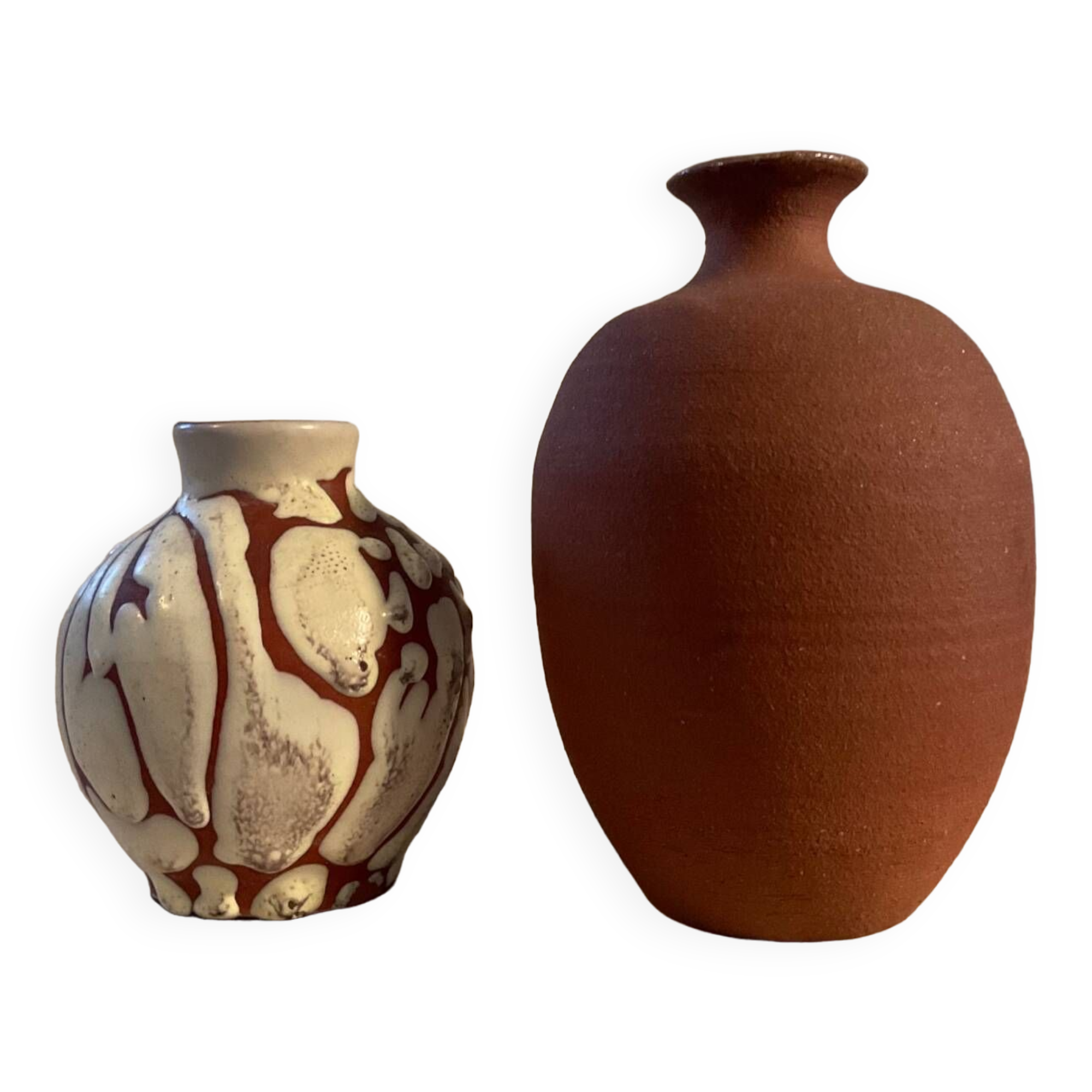 Duo de vases vintage en terre cuite