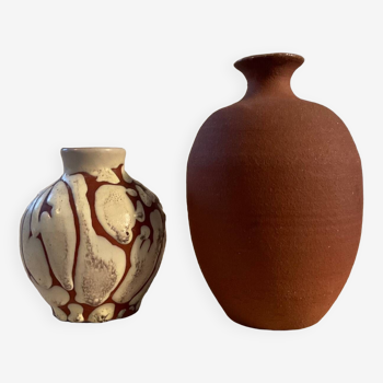 Duo de vases vintage en terre cuite