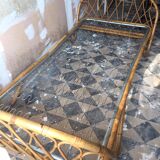 Rattan basket bed of the years 60