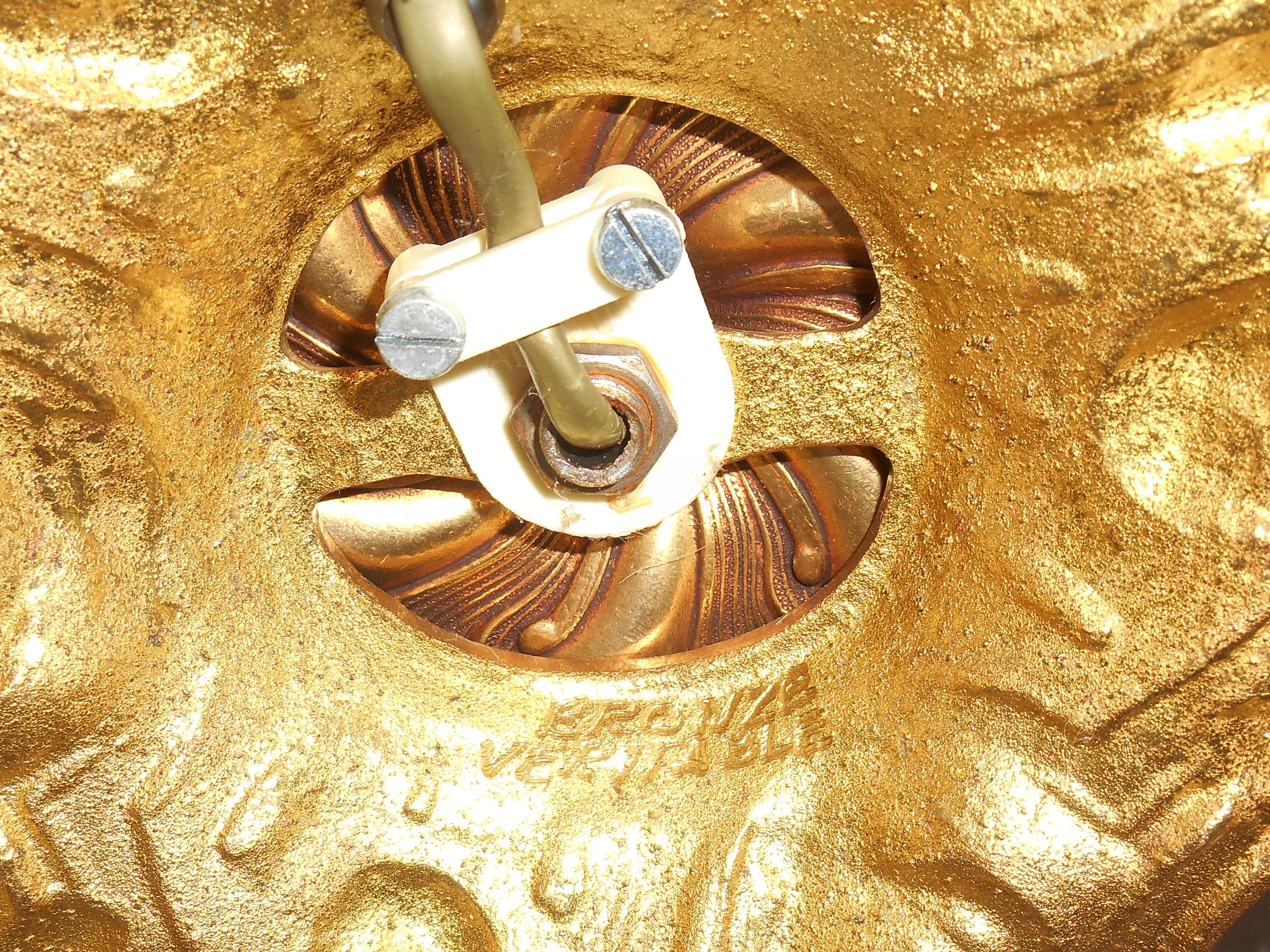 Pair of chandeliers with 5 lights, in bronze