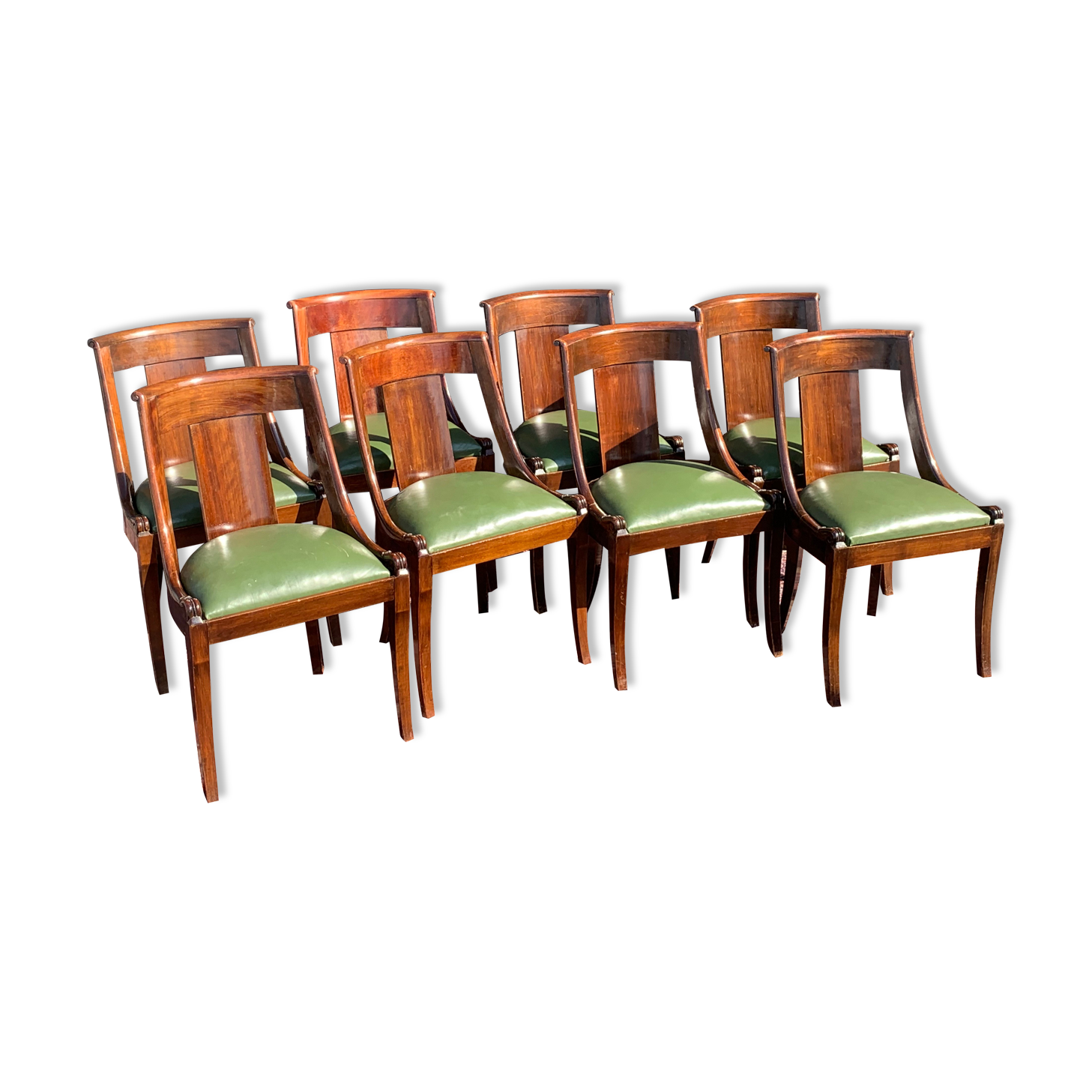 Series of eight gondola chairs empire mahogany era 1900