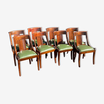 Série de huit chaises gondole empire en acajou époque 1900