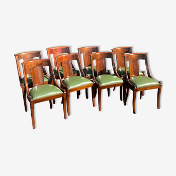 Series of eight gondola chairs empire mahogany era 1900