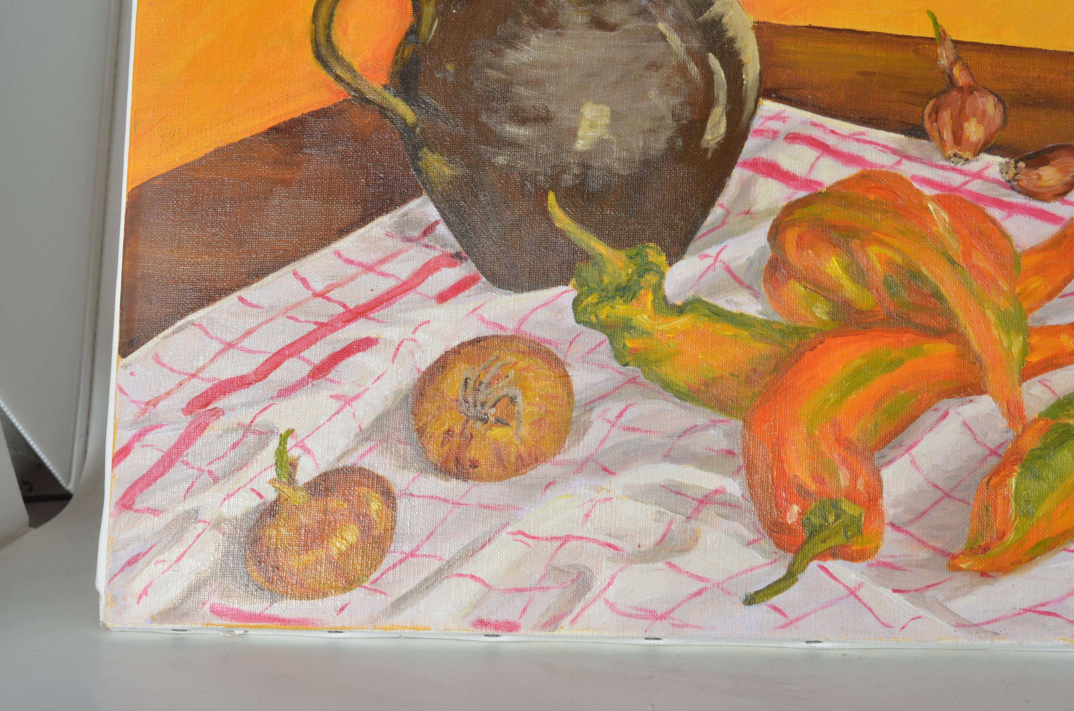 Oil on canvas Still life with peppers