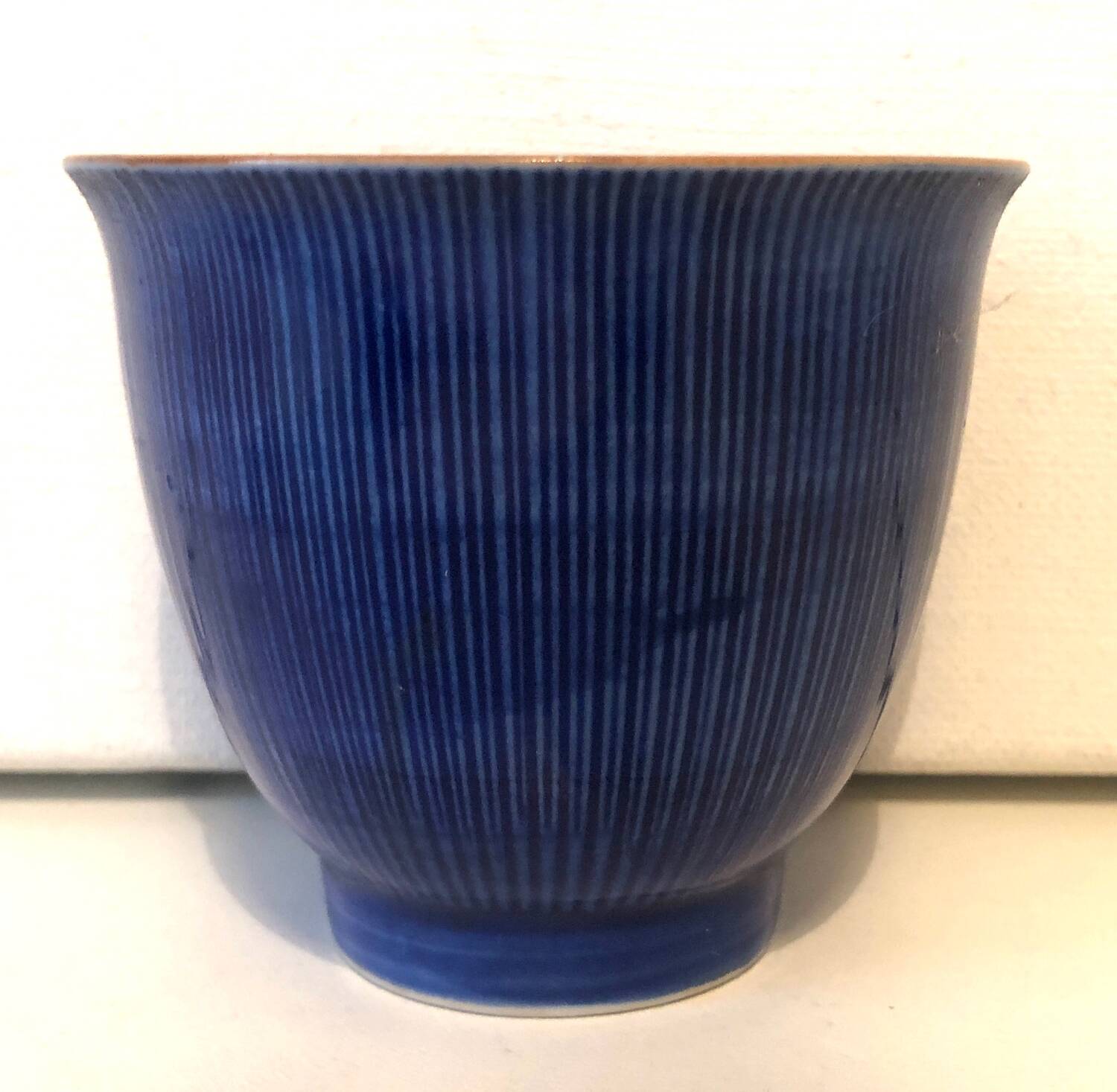 Handmade blue teacup