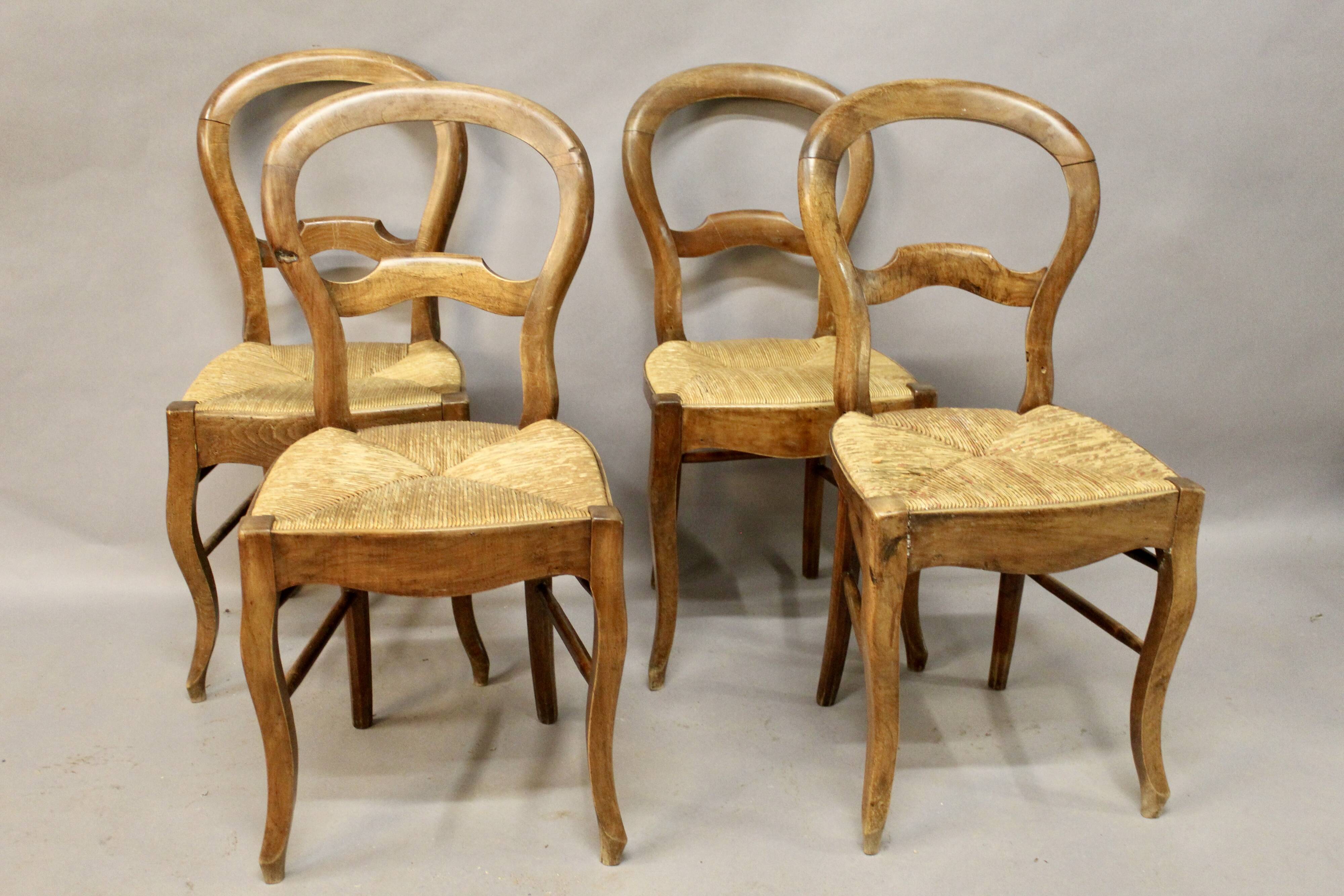 Set of 4 Louis Philippe straw chairs