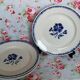 4 old flat plates Badonviller blue rose