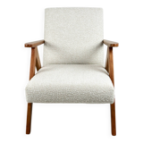 Vintage Ivory White Boucle Model B-310 Armchair, 1970s